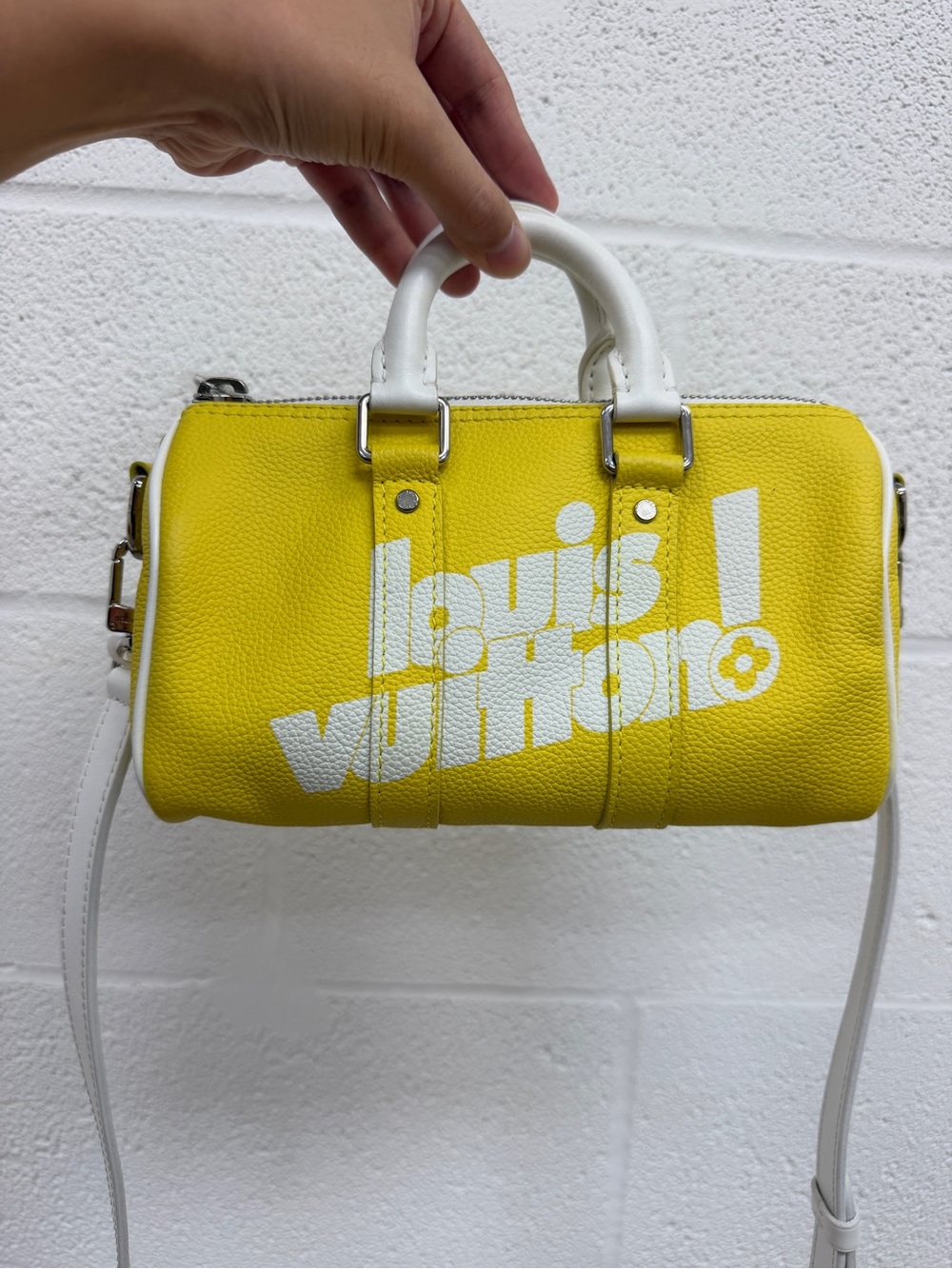 Louis Vuitton Yellow Logo Mini Speedy-Style Bag with Strap